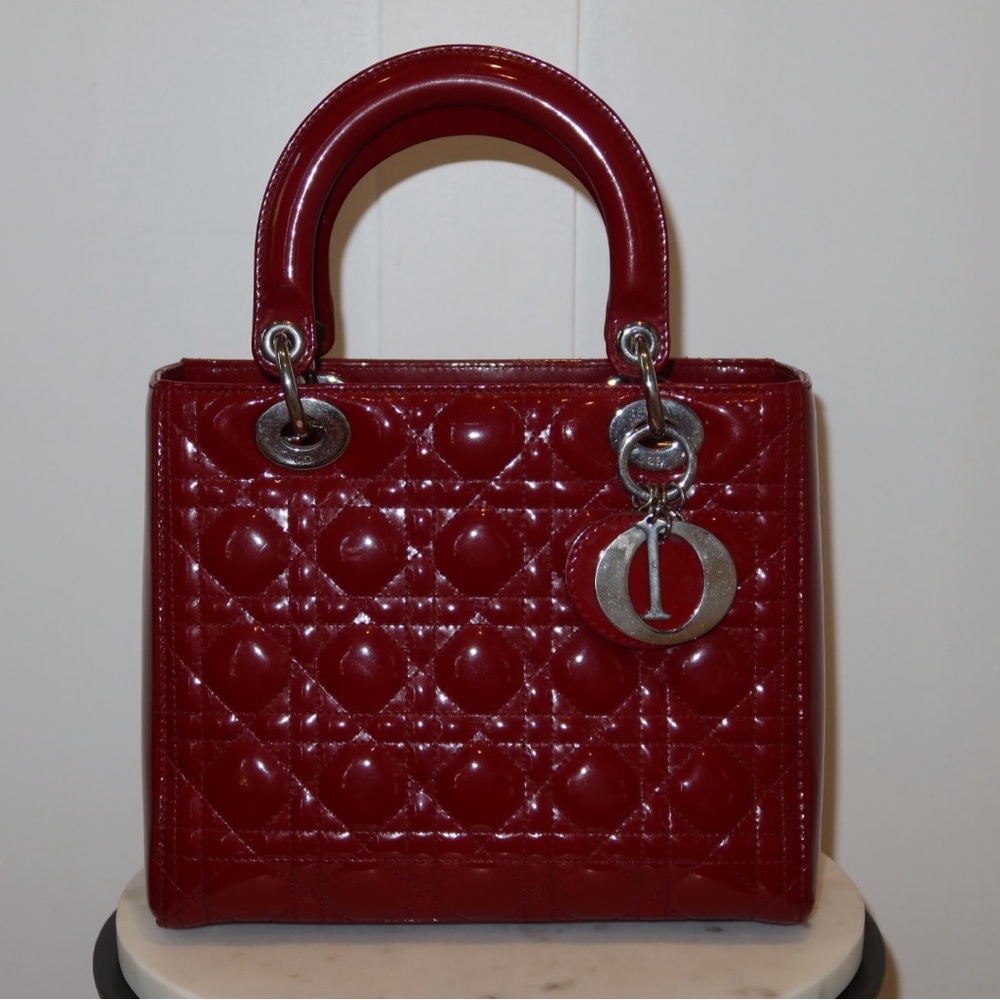 Dior Glossy Red Quilted Satchel - Picture 2 of 11